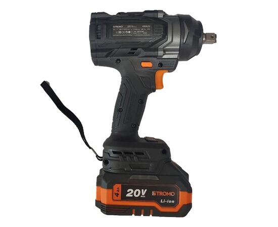 Гайковерт ударный аккумуляторный с бесщеточным двигателем 20 В, 680 Nm, 0-3300 об/мин, 0-3000 уд/мин, 1/2", с ЗУ и АКБ 4 Ач, STROMO AWA25, изображение 3